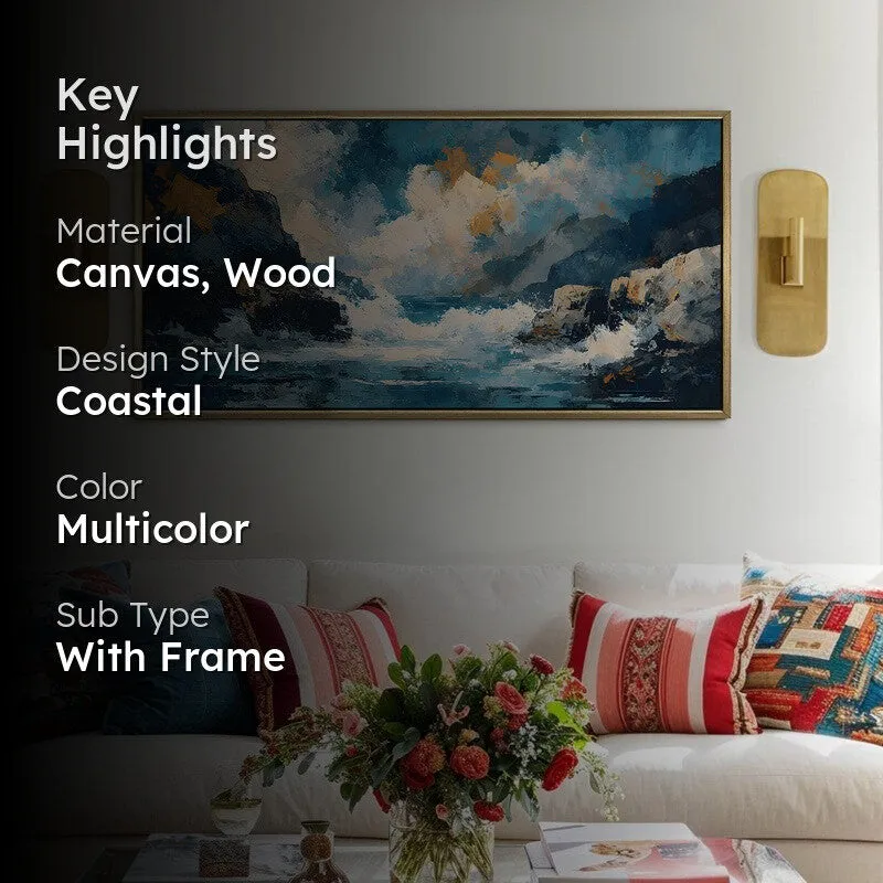 Roaring Tides Canvas Wall Painting With Frame media 2