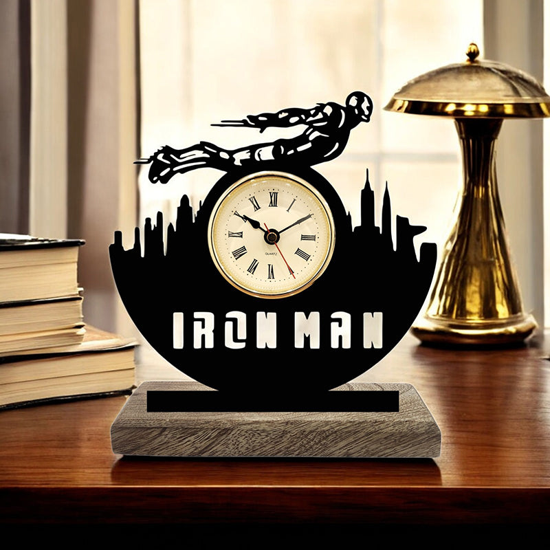 Iron Man Noir Analog Table Clock