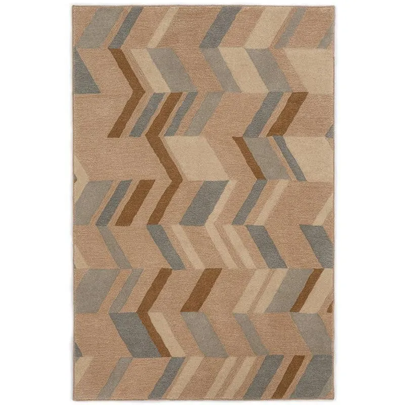 Alcinous Hand Tufted Geometric Wool & Nylon Carpet - Grey & Brown media 1