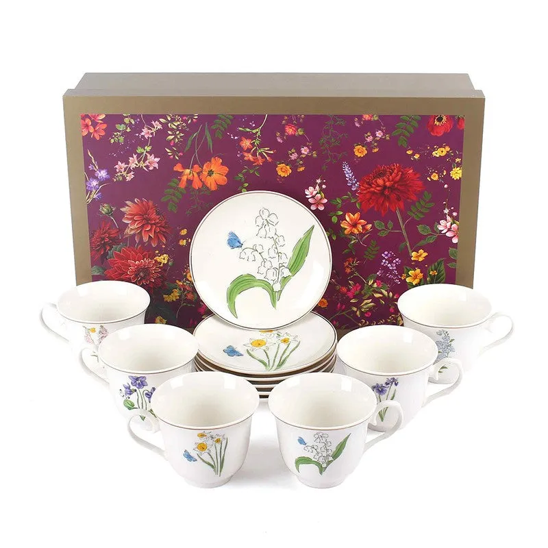 Petaluxe 24k Gold Brushed Porcelain Tea Cup (300 mL Each) -  Twelve Piece Set media 6