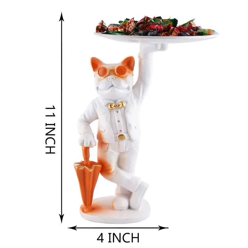 Dapper Cat Painted Polyresin Show Piece - White media 7