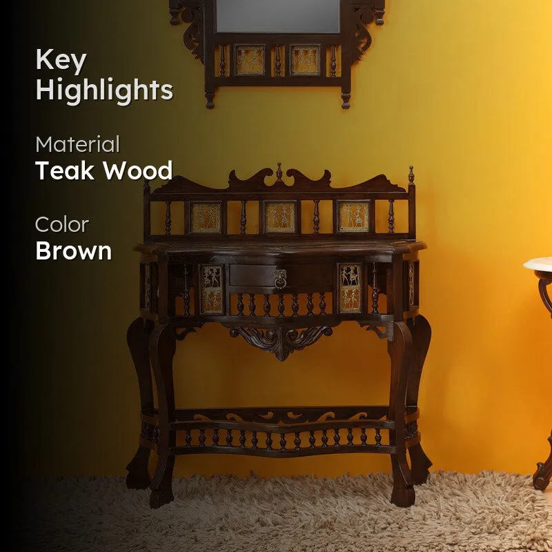 Royal Teak Wood Console Table media 2