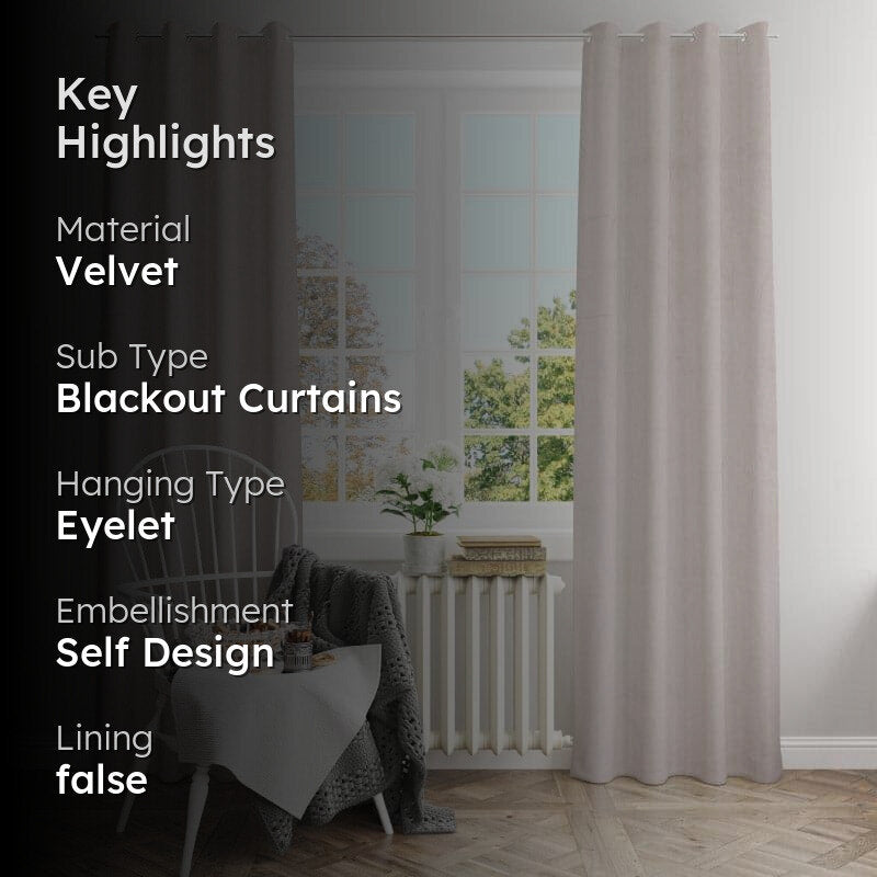 Kumudini Solid Curtain (Beige) - Set Of Two media 2