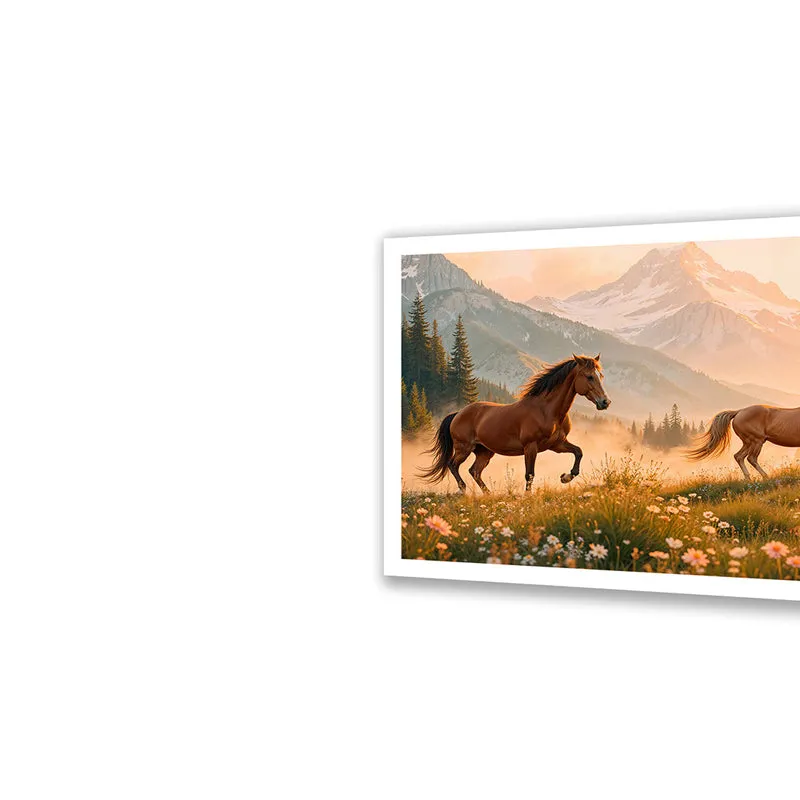 Horses in Meadow Wall Art with White Frame media 5
