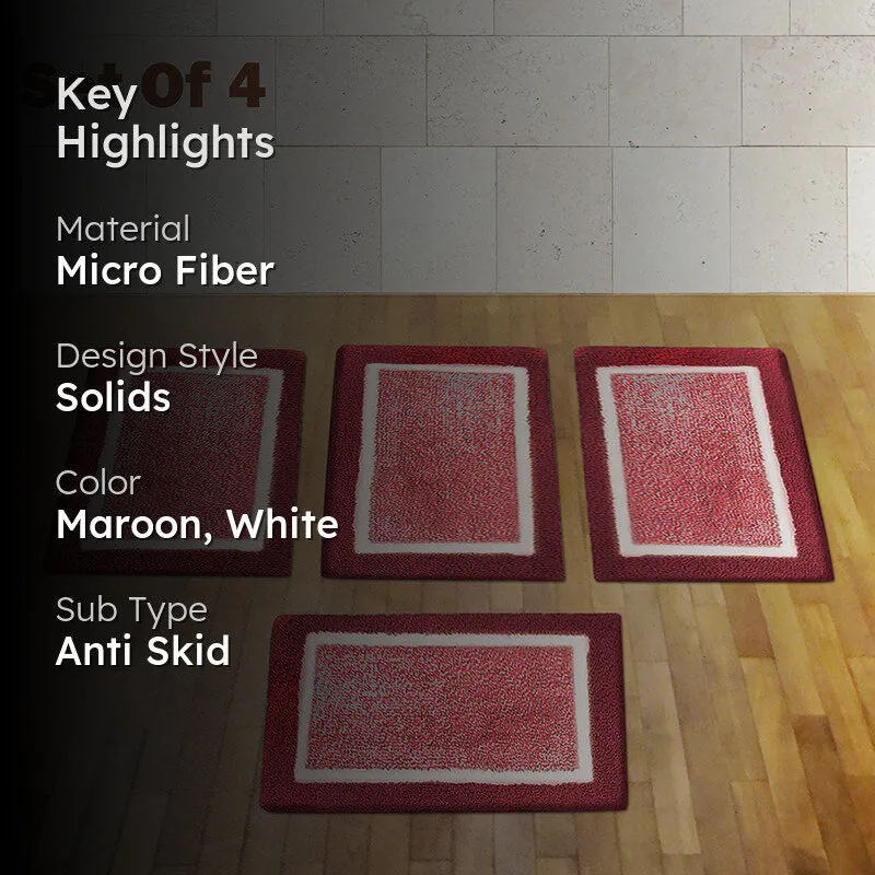 Luxe Anti Skid Bath Mat (Maroon) - Set Of Four media 2