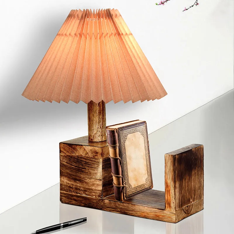 Sentry Pleated Fabric Table Lamp - Peach,Brown media 3