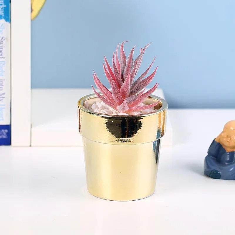 Faux Pink Agave In Ceramic Pot - 16.5 cms media 1
