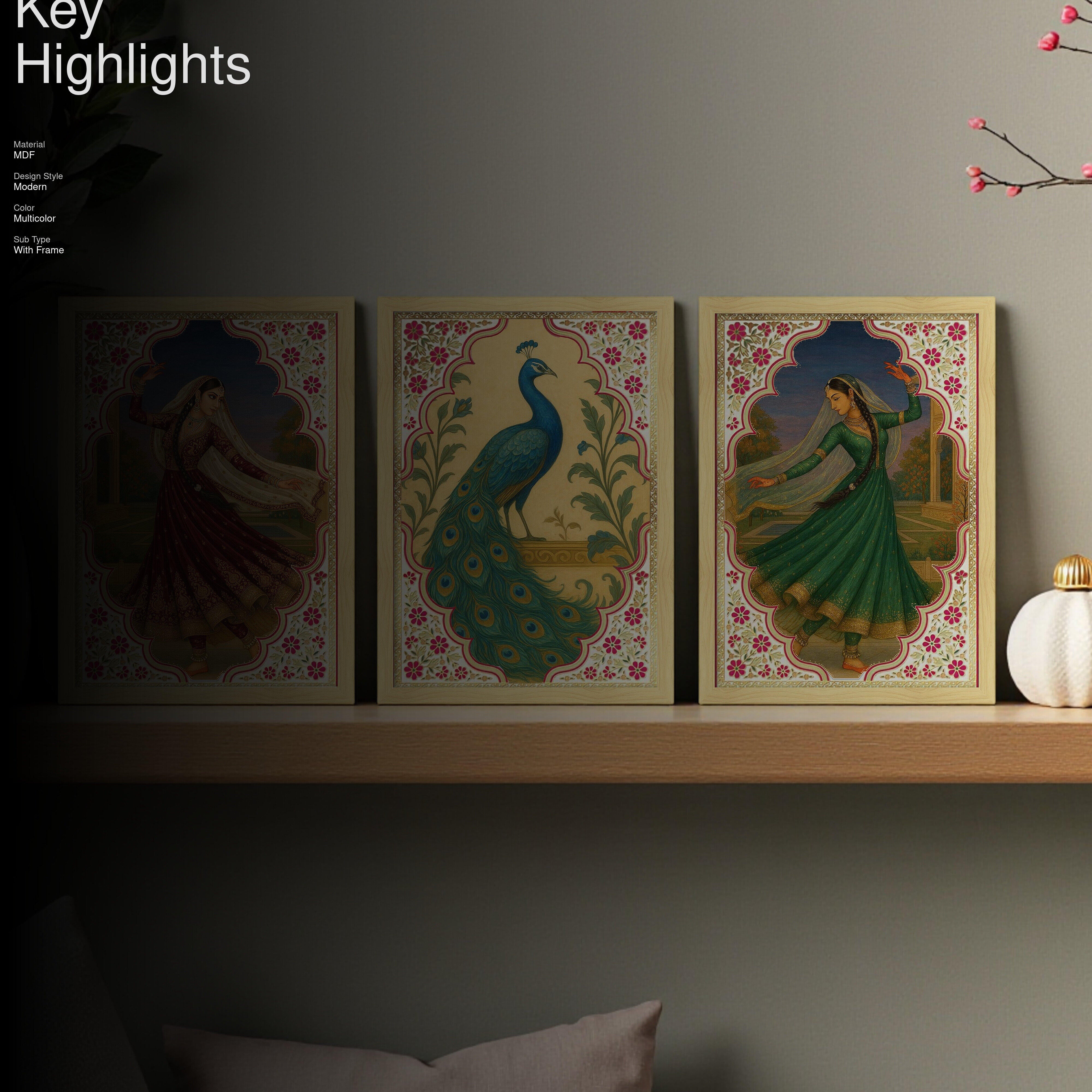 Royal Nritya Indian Wall Art - Set Of Three media 2