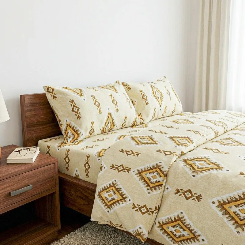 Lisha Ethnic Cotton Bedsheet (Yellow) - 144 TC media 3