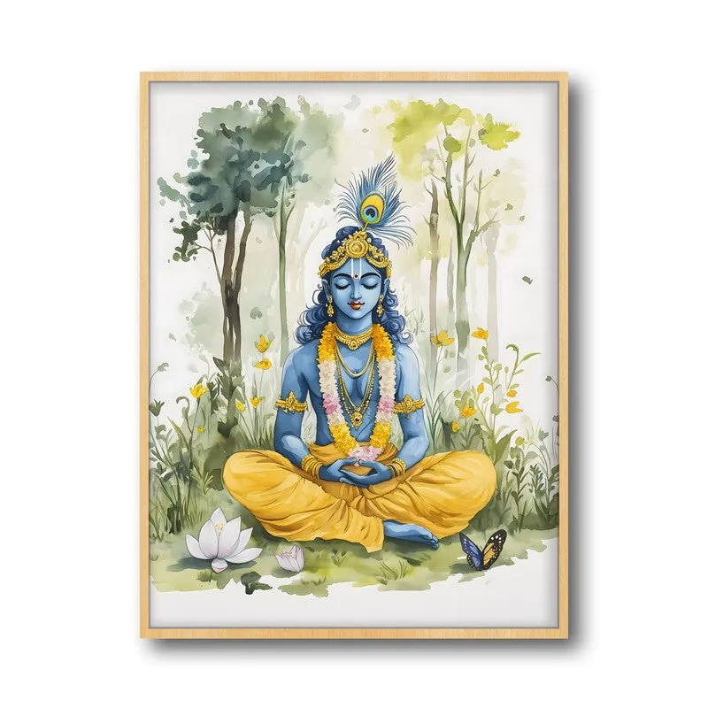 Sacred Balachandra Spiritual Archival Paper Wall Painting - Natural Brown Frame media 5