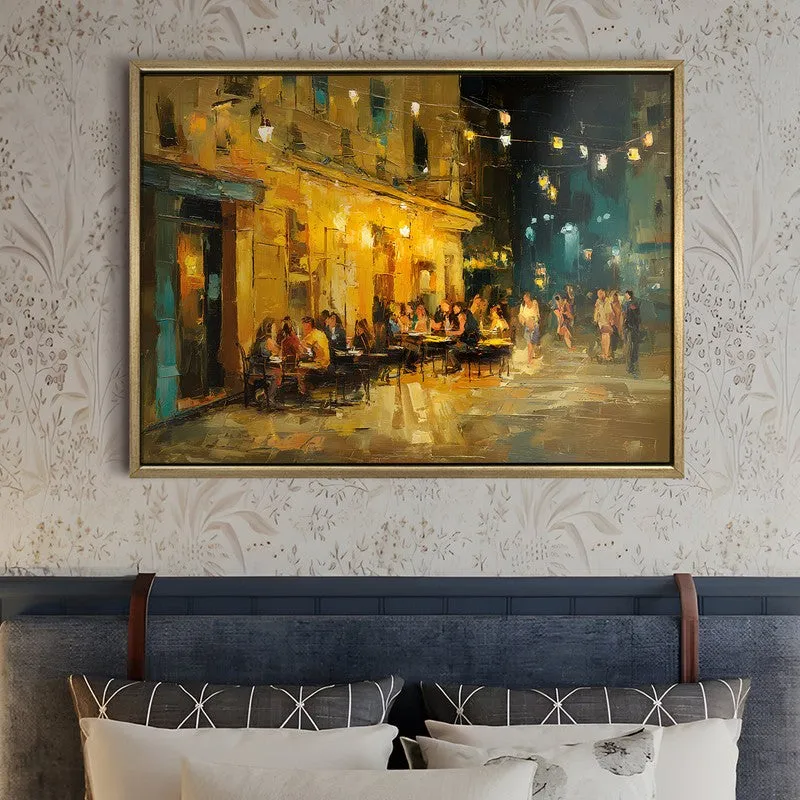 Evening Cafe Canvas Wall Painting With Frame media 5