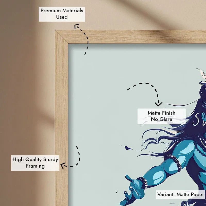 Shiva Tandava Divine Archival Paper Wall Art - Natural Brown Frame media 6