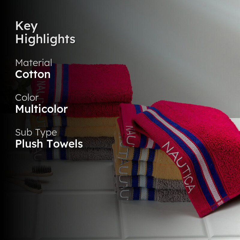 Nautica Dove Down Cotton Face Towel (Grey,Beige & Burgundy) - Set Of Twelve media 2