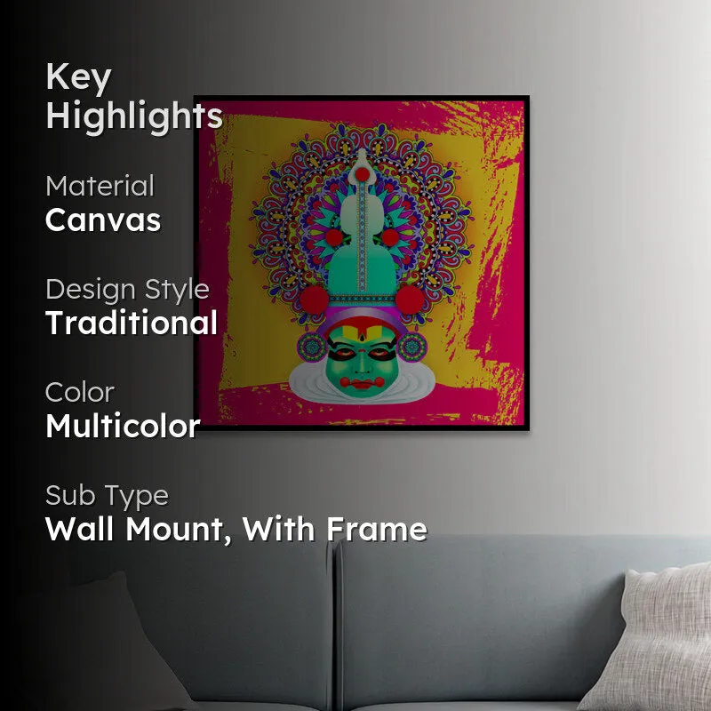 Vibrant Kathakali Canvas Wall Art With Frame media 2