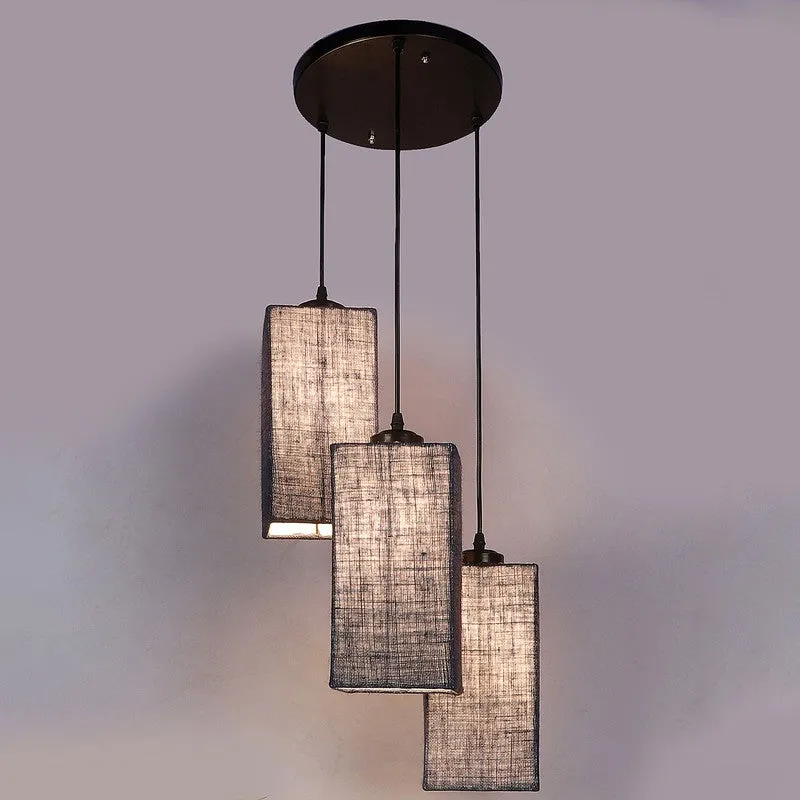Warm Ivory Triple Metal Ceiling Lamp - Blue media 8