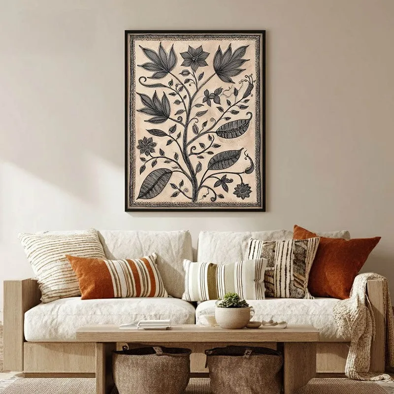 Floral Sketch Canvas Wall Painting With Black Frame media 4