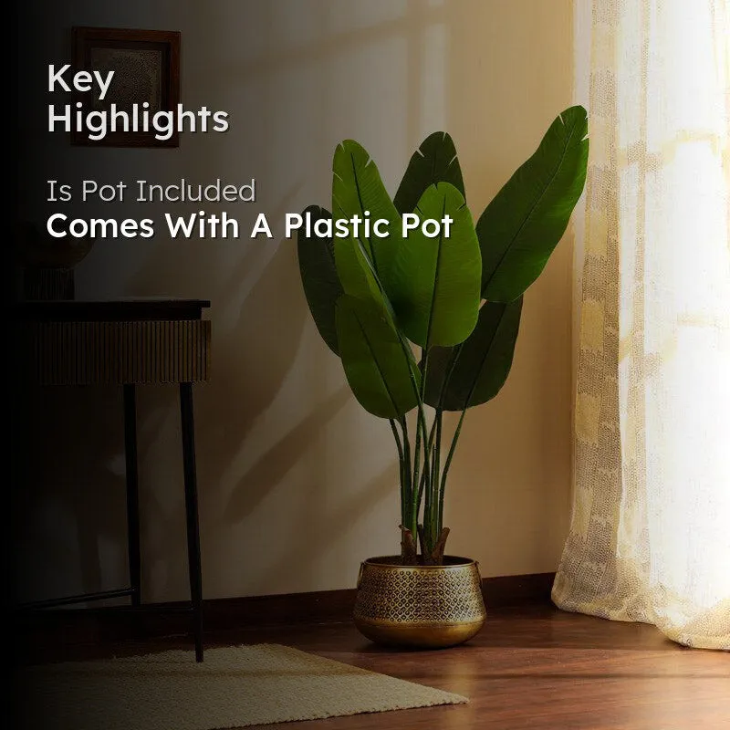 Artificial Banana Tree With Black Plastic Pot - 3.9 Feet media 2