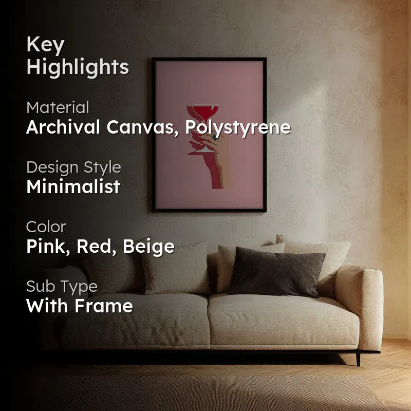 Pink Palette Canvas Wall Painting - Black Frame media 2