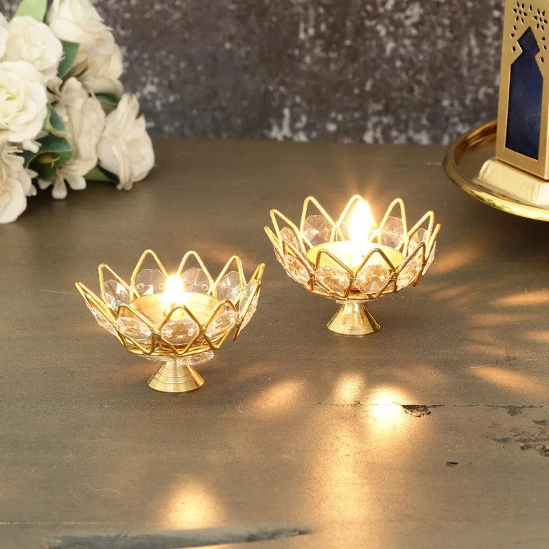 Neelima Crystal Diya (Small) - Set Of Two media 3