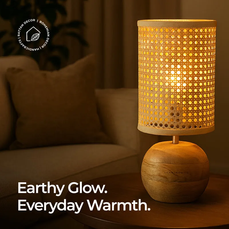 GridLit Rattan Table Lamp - Beige,Brown media 4