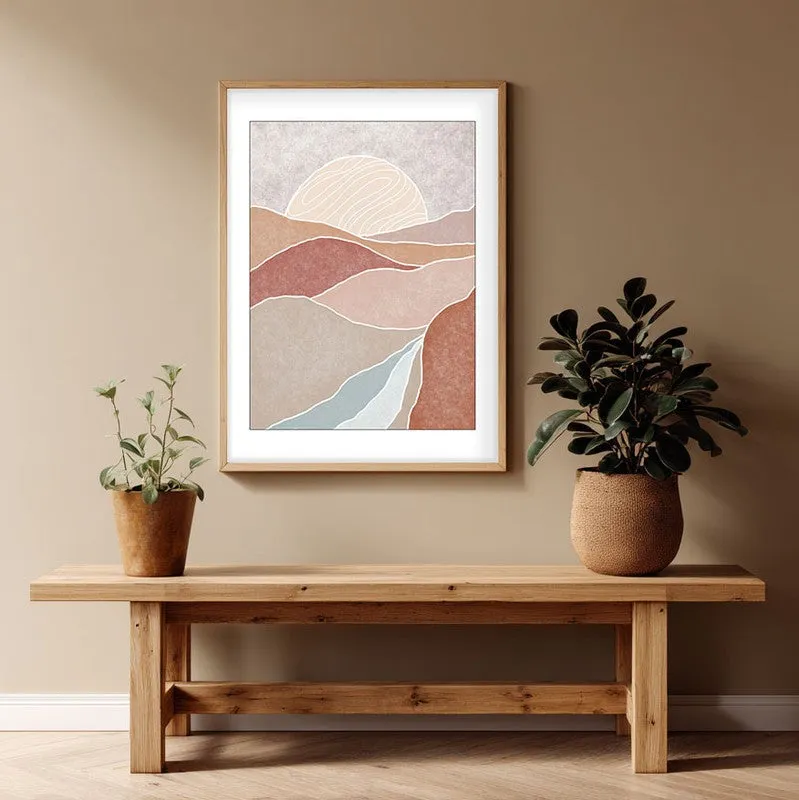 Celestial Ridge Canvas Wall Painting With Brown Frame media 1