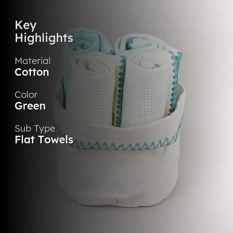Fluff & Fold Cotton Hand & Face Towel (Green) - Set Of Four media 2