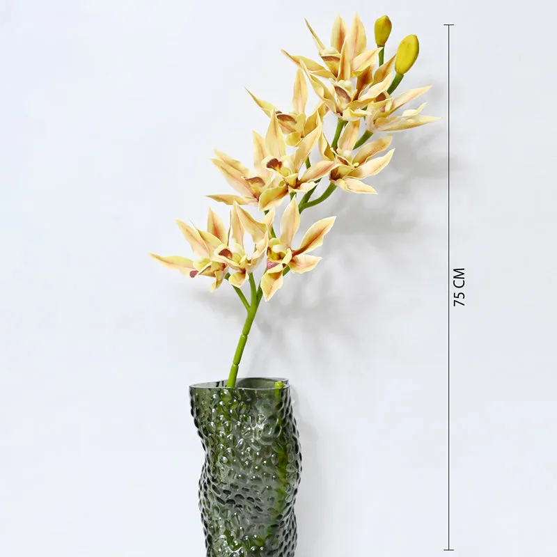 Artificial Orchid Flower Stick - Yellow - 6