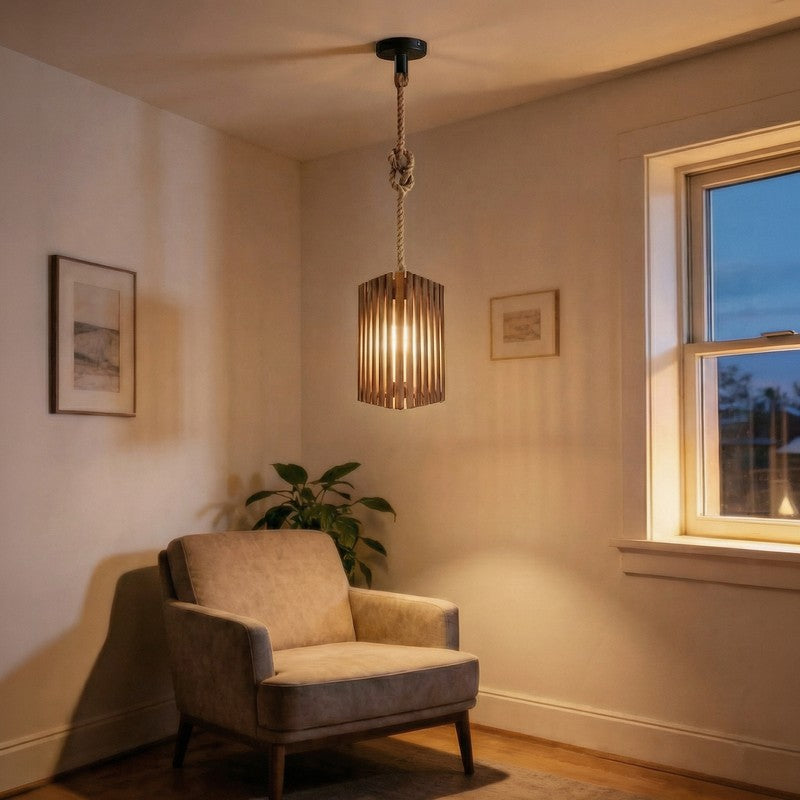 GeoShade Wooden Ceiling Lamp - Brown