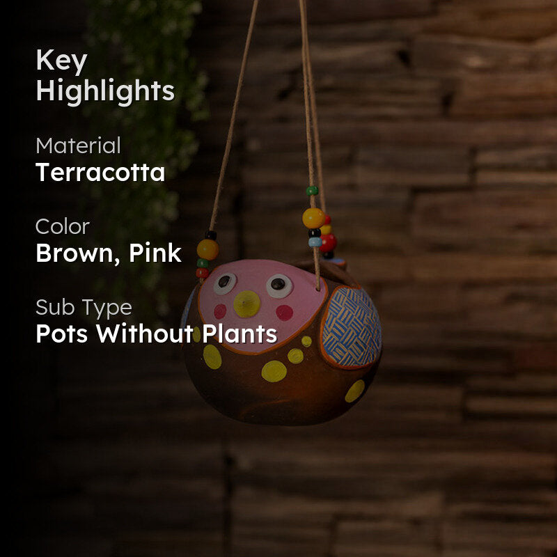 Hoot & Root Hanging Planter - Pink media 2