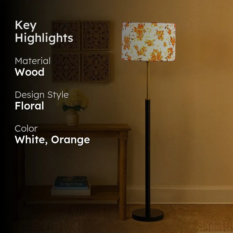 Retro Shine Wooden Floor Lamp - Orange media 2
