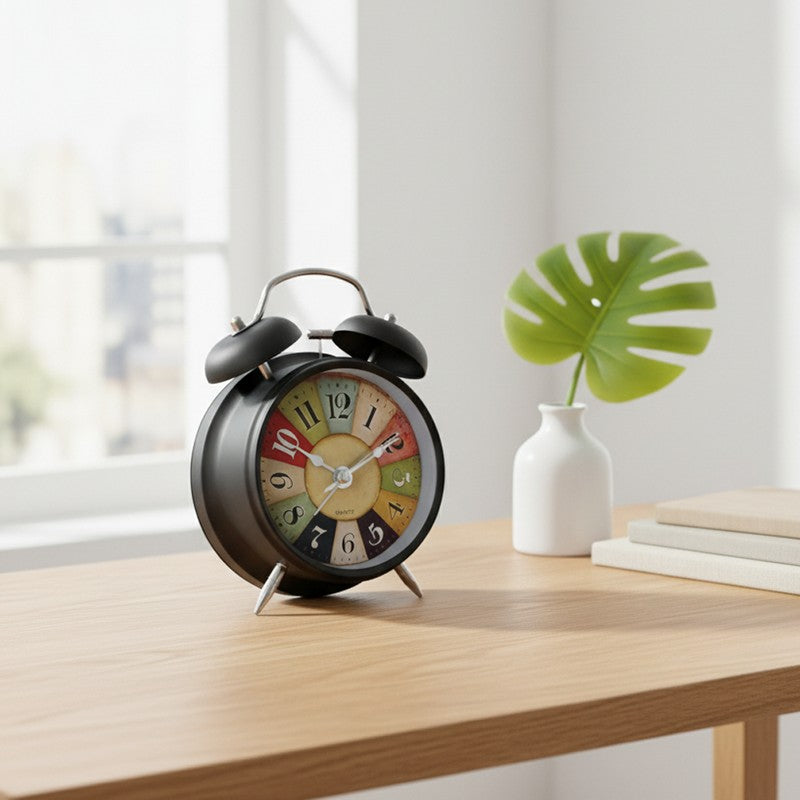 Classic Tick Round Metal Table Clock
