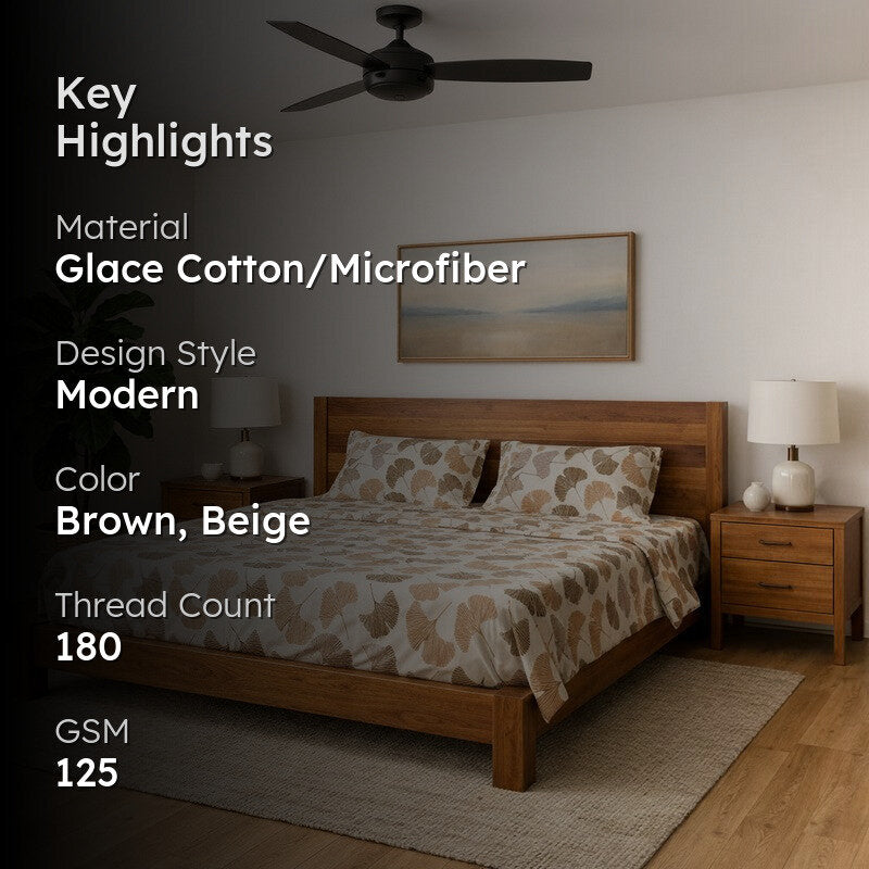 Brown Breeze Floral Microfiber Bedsheet - 125 GSM media 2