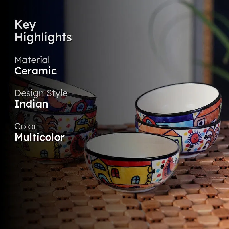 Katoriq Ceramic Snack Bowls (Multicolor, 180 mL Each) - Set Of Six media 2