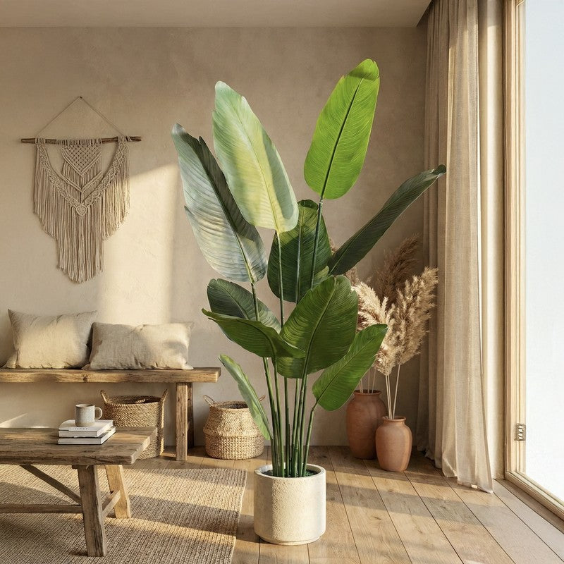 Tropiva Banana Leaf Palm Plant With Black Plastic Pot - 5.2 ft media 4
