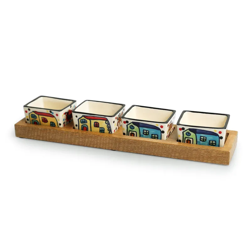 Coastal Cottage Hanpainted Ceramic Dip Bowl With Tray (80 ML) - Five Piece Set media 3