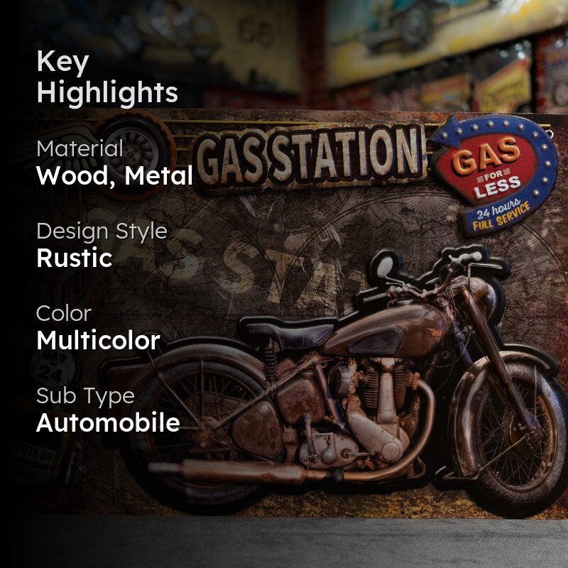 Retro Bullet Bike Wood & Metal Wall Accent media 2
