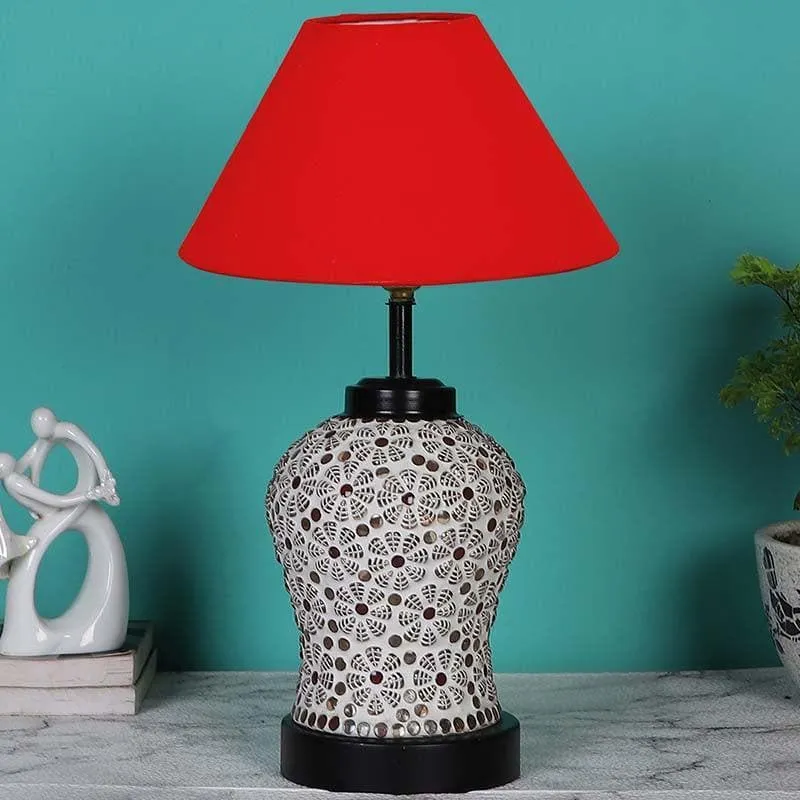 Solid Fusion Fabric Table Lamp - Red,White media 3