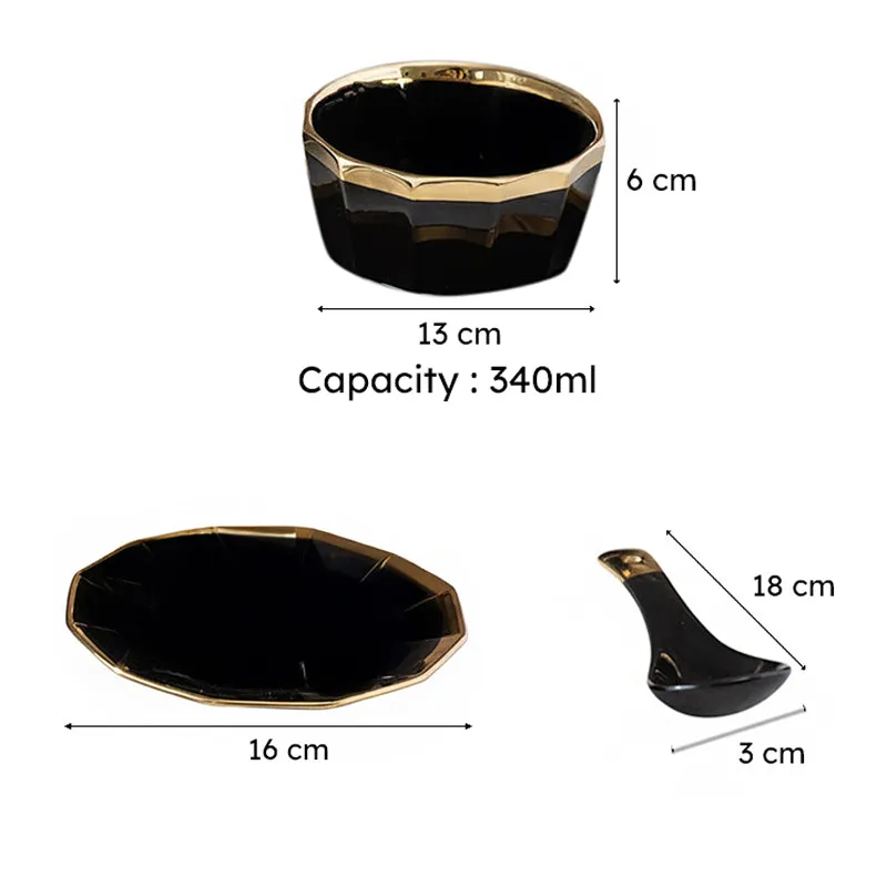 Jimo Black Soup Bowl Set (340 ML) - Eighteen Piece Set media 6
