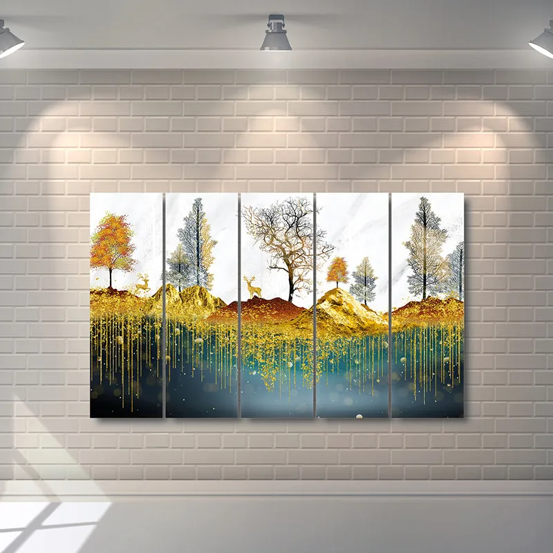 Golden Meadows Canvas Wall Art - Set Of Five media 3