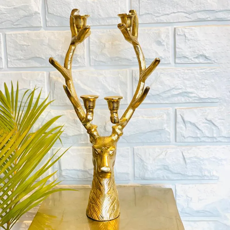 Stag Supremacy Candle Holder - Gold media 3