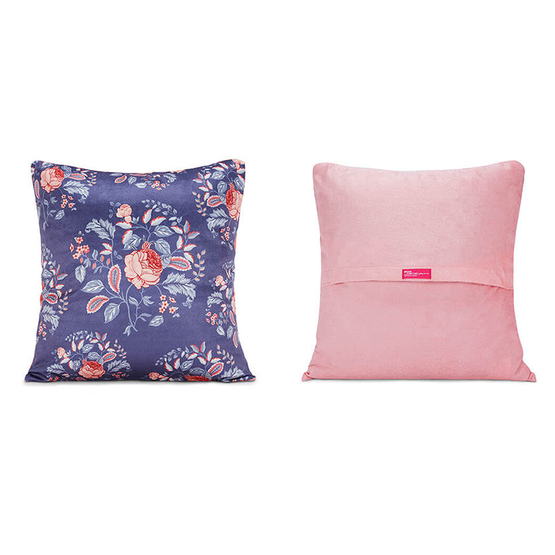 India Circus Crowned Rose Printed Velvet Cushion Cover - Set Of Five media 3