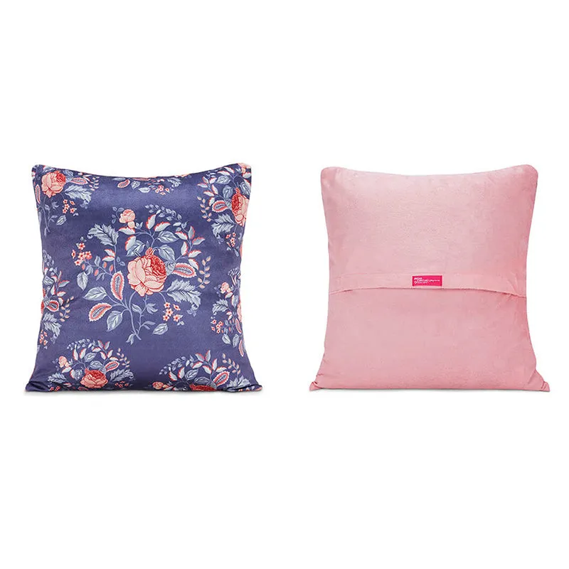 India Circus Crowned Rose Printed Velvet Cushion Cover - Set Of Five media 3