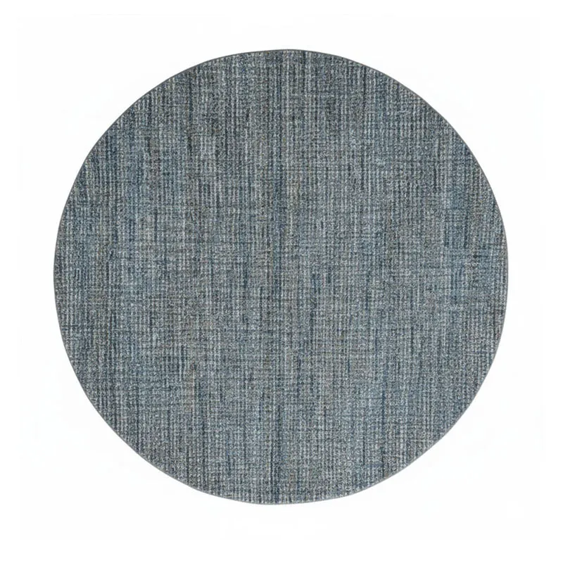 Thread Tale Hand Woven Round Wool Rug - Blue media 1