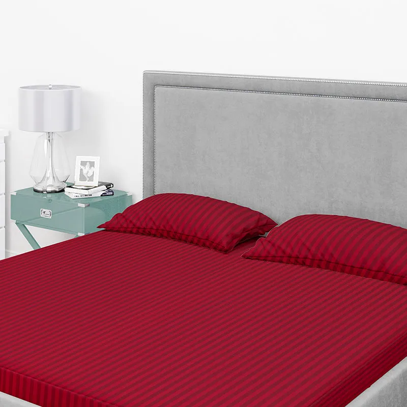 Chic Lines Geometric Cotton Bedsheet (Maroon) - 210 TC media 7