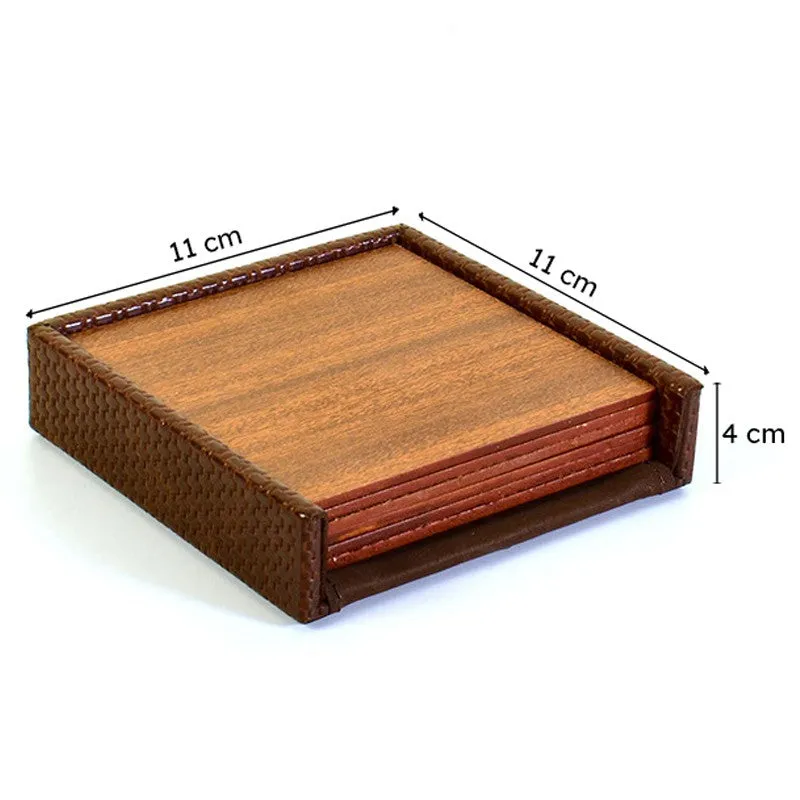 Trivox Faux Leather Coaster (Brown) - Seven Piece Set media 10