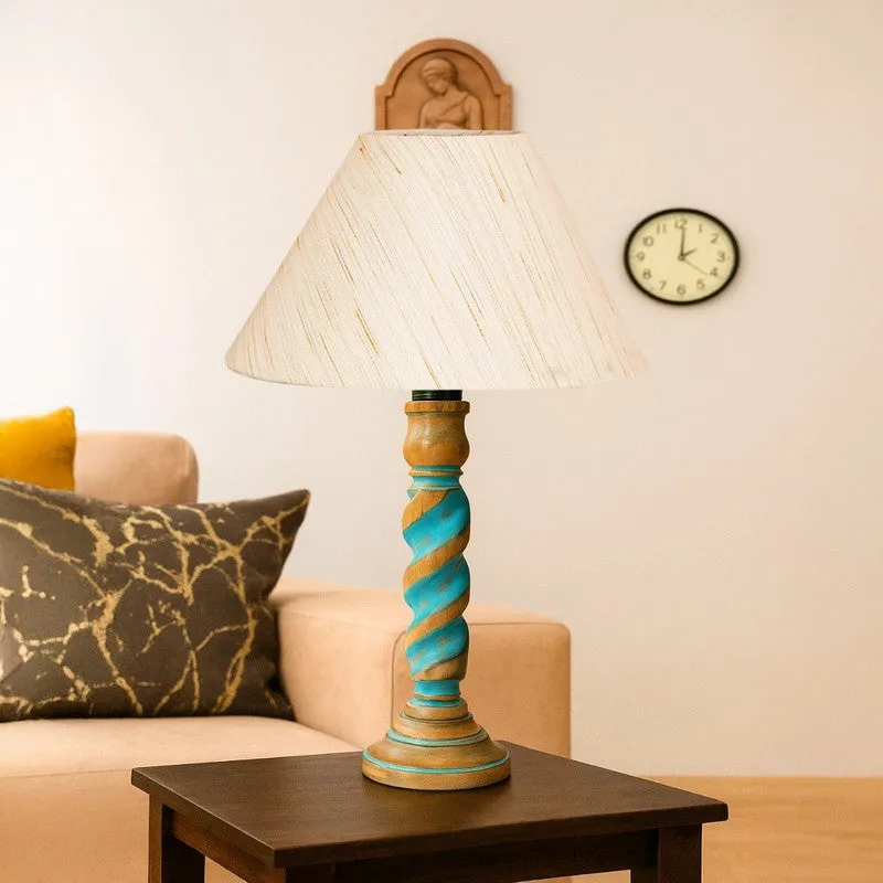 Elara Aura Wooden Table Lamp - OffWhite media 4