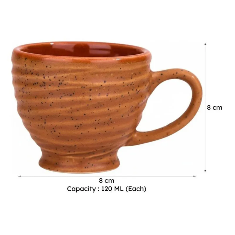 Mayla Ceramic Tea Cup (120 mL Each/Brown,Cream) - Set of Two media 7