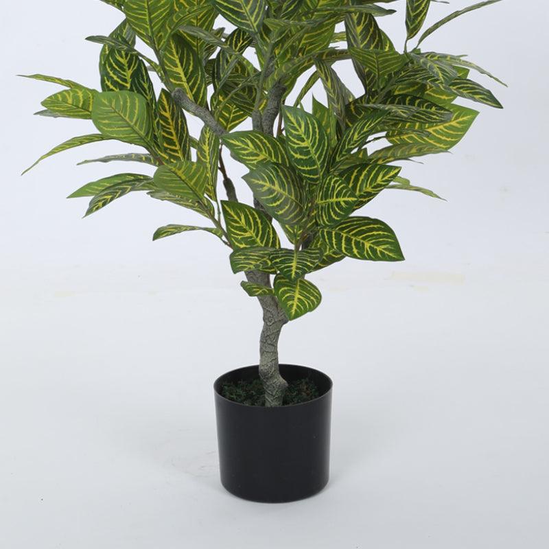 Faux Yellow Zebra Plant With Black Plastic Pot - 3.94 ft media 6