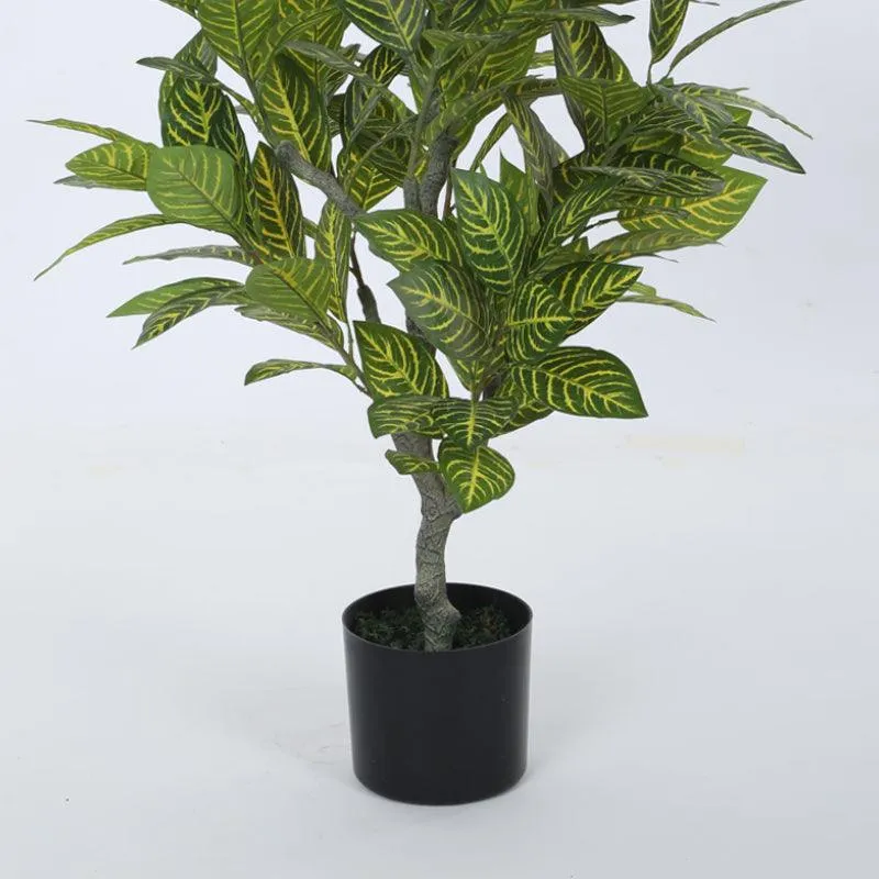 Faux Yellow Zebra Plant With Black Plastic Pot - 3.94 ft media 6