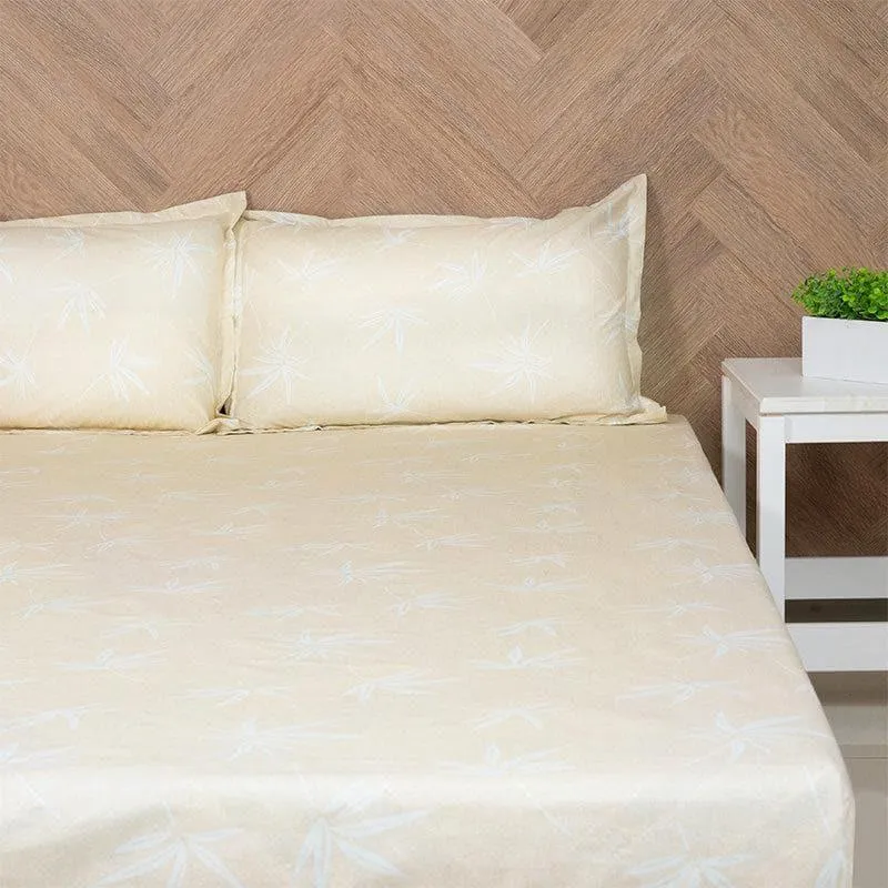 Neinia Printed Reversible Cotton Bedsheet (Green,Beige) - 170 TC media 3
